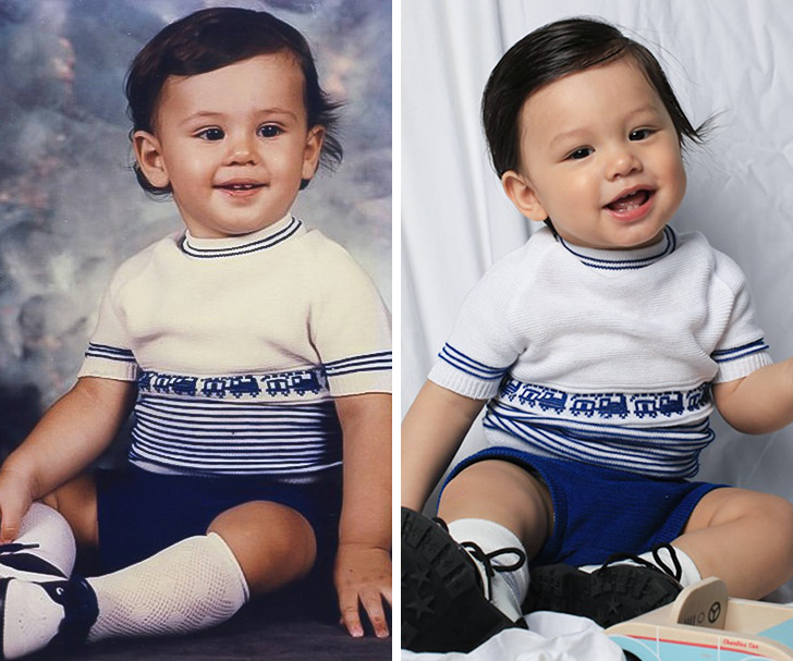 Comparación de hijos con sus padres en las que parecen gemelos