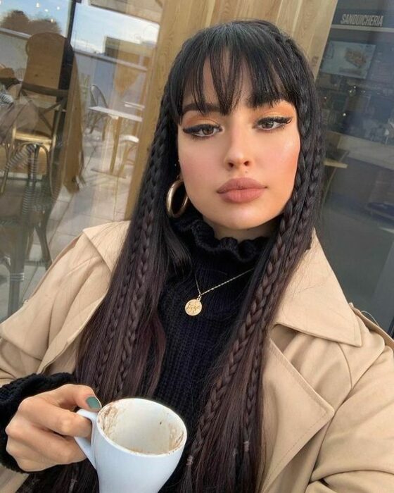 doble trenza al frente ;14 Peinados con trencitas al frente para unas fotos aesthetic