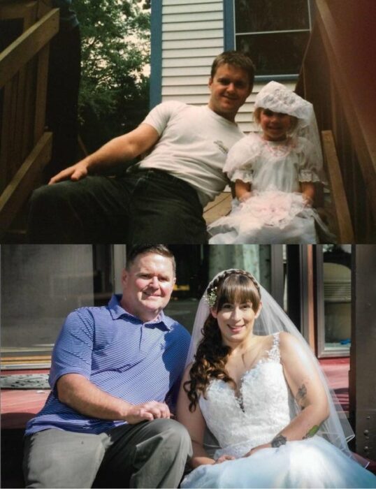 Padre e hija; Personas en internet recrean fotos antiguas y el resultado es pura dulzura