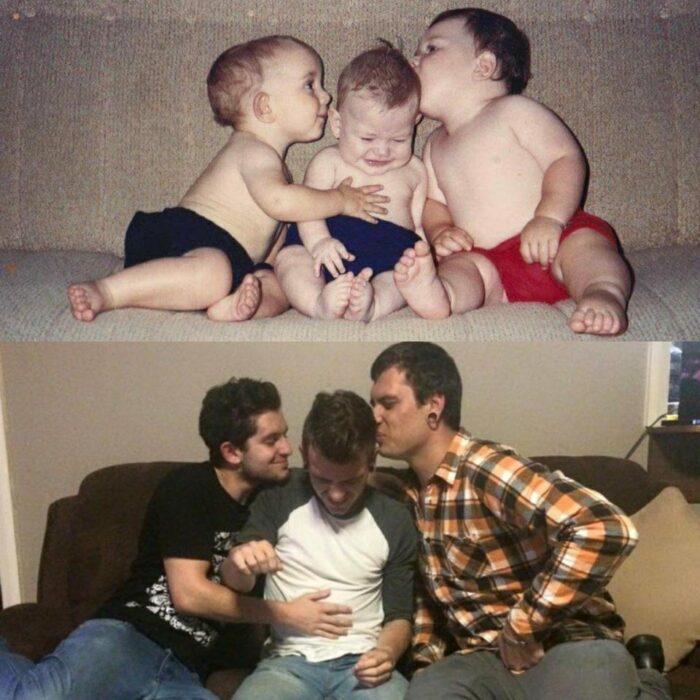 Niños jugando; Personas en internet recrean fotos antiguas y el resultado es pura dulzura