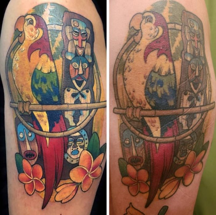 Loro; 14 Tatuajes en el día en que se hicieron vs actualmente
