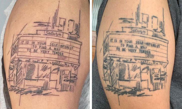 Boceto; 14 Tatuajes en el día en que se hicieron vs actualmente