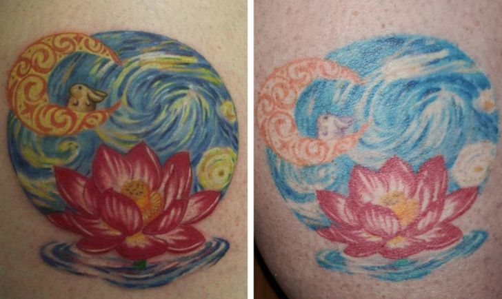 Paisaje; 14 Tatuajes en el día en que se hicieron vs actualmente