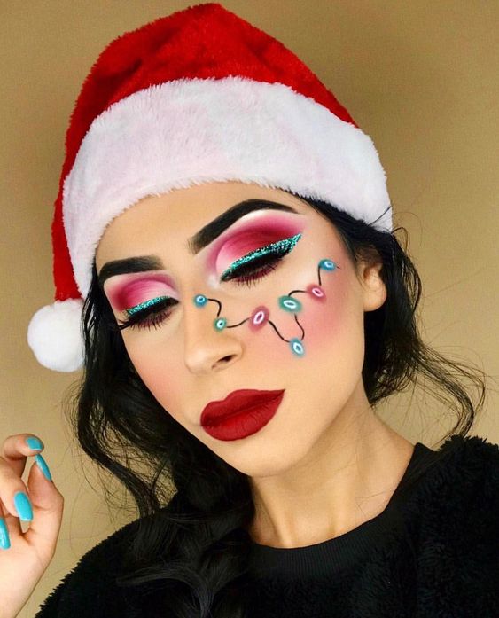 Maquillaje luces colores; 15 Maquillajes navideños que te convertirán en la reina del invierno