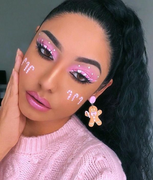 maquillaje bastones rosas; 15 Maquillajes navideños que te convertirán en la reina del invierno