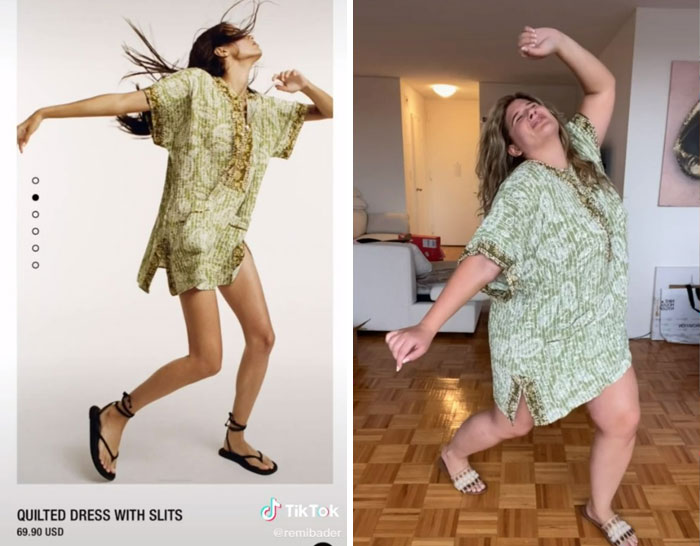 Chica en pijama verde; Recrea poses de las modelos de Zara para mostrar lo ridículas que son