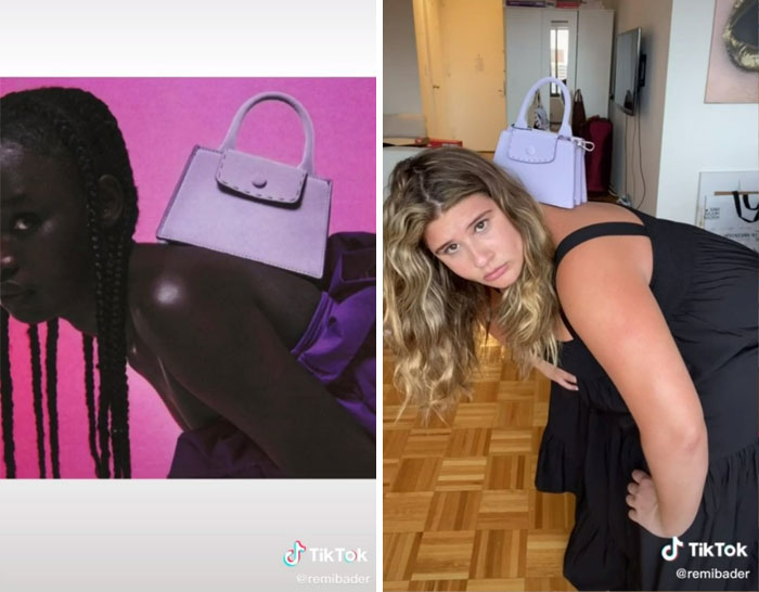 Chica en vestido negro; Recrea poses de las modelos de Zara para mostrar lo ridículas que son