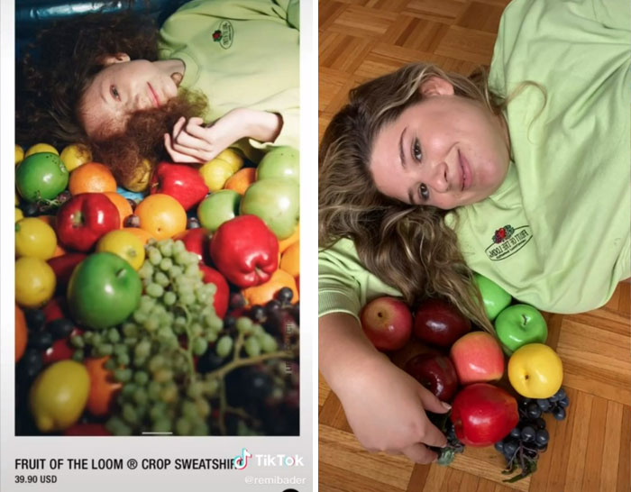 Chica en traje verde; Recrea poses de las modelos de Zara para mostrar lo ridículas que son