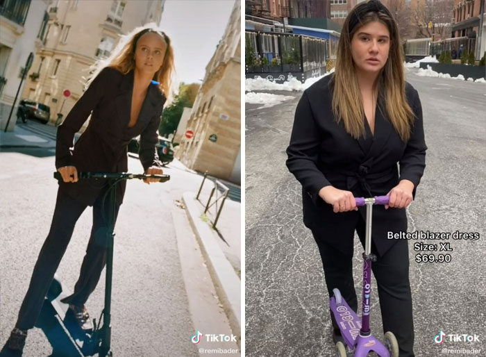 Chica en scooter; Recrea poses de las modelos de Zara para mostrar lo ridículas que son