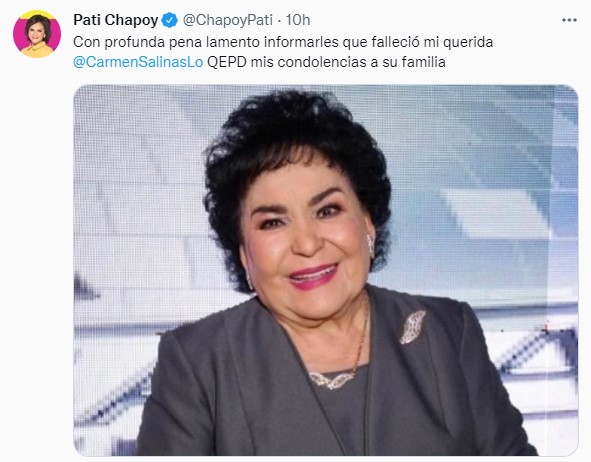 Condolencias sobre la muerte de Carmen Salinas