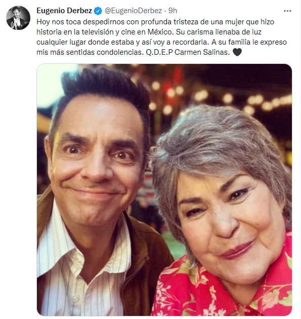 Condolencias sobre la muerte de Carmen Salinas