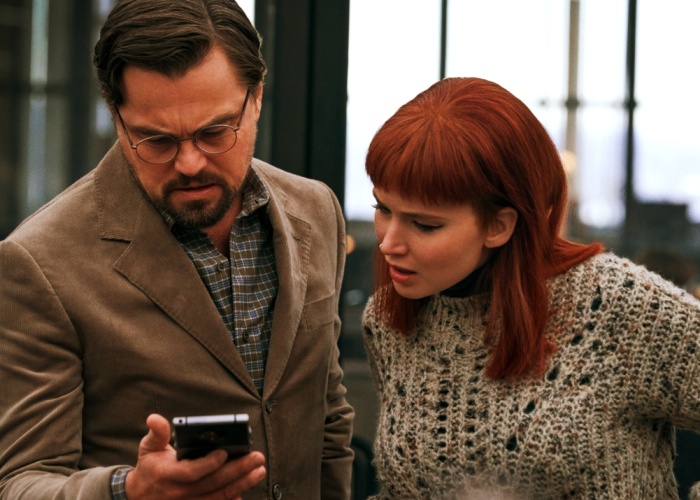 Jennifer Lawrence y Leonardo DiCaprio en 'No mires arriba'