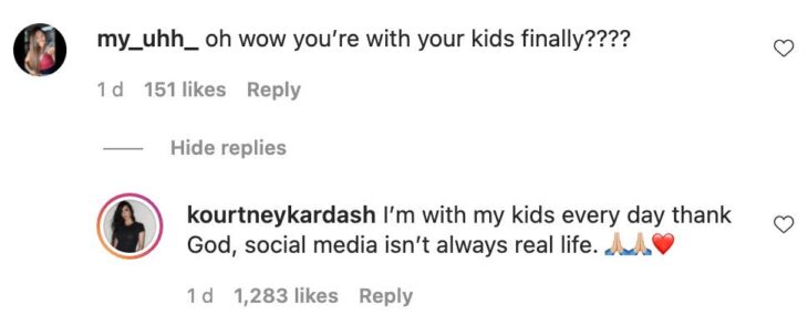 Publicación de Kourtney Kardashian sobre sus hijos