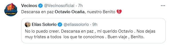 Comentarios en Twitter sobre el fallecimiento de Octavio Ocaña