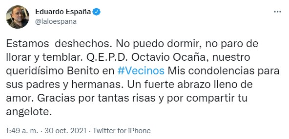 Comentarios en redes sobre el fallecimiento de Octavio Ocaña