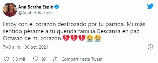 Comentarios en Twitter sobre el fallecimiento de Octavio Ocaña