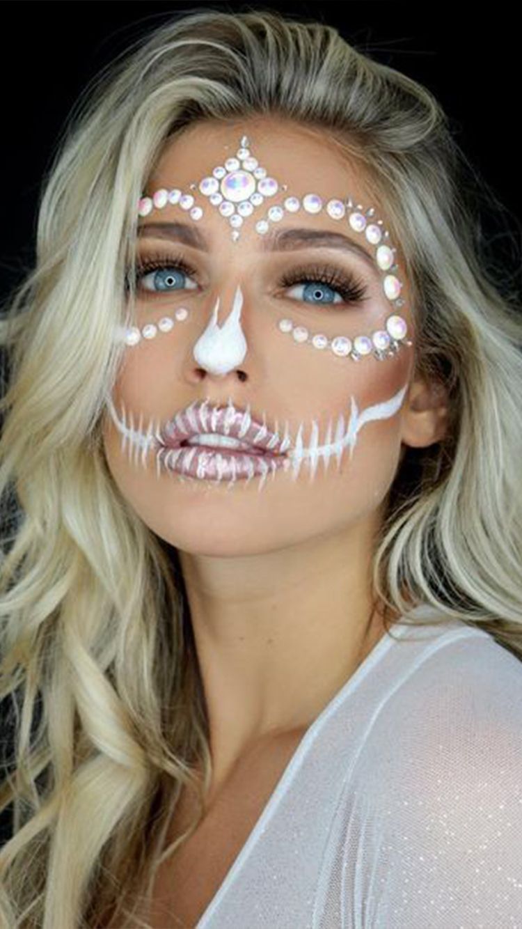 Catrina blanca ;18 Maquillajes de catrina glam para brillar esta Noche de brujas