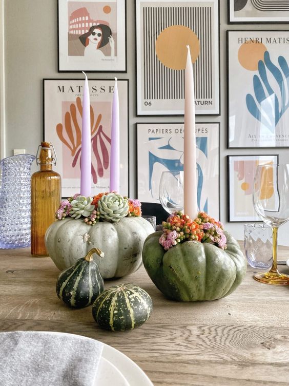 centro de mesa de calabaza; 13 Ideas para que tus suculentas crezcan dentro de una calabaza 'mágica'