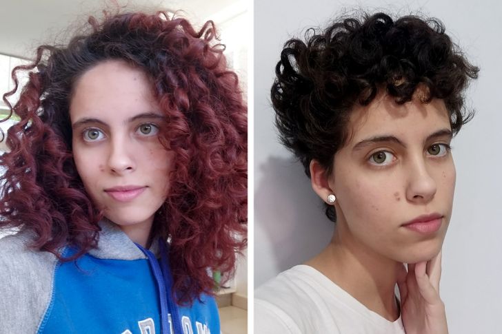 Chica rizada antes y después de cortar su cabello; 15 Cambios de cabello que te inspirarán a hacer lo tuyo