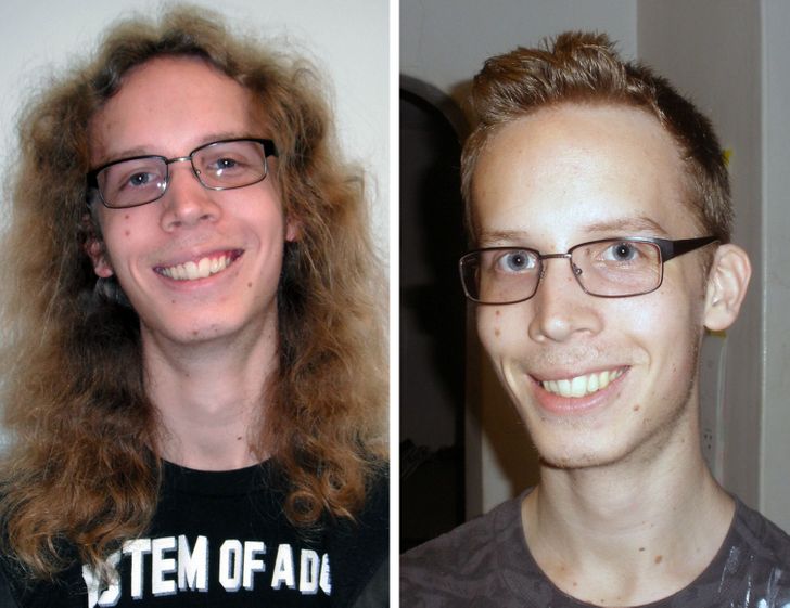 Chico castaño claro antes y después de cortar su cabello; 15 Cambios de cabello que te inspirarán a hacer lo tuyo