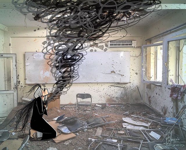 Pintura creada por Shamsia Hassani, grafitera de Kabul