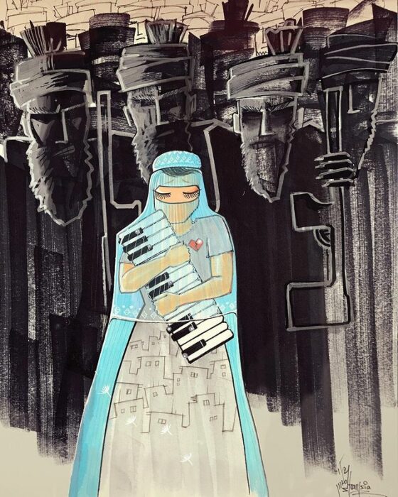 Pintura creada por Shamsia Hassani, grafitera de Kabul
