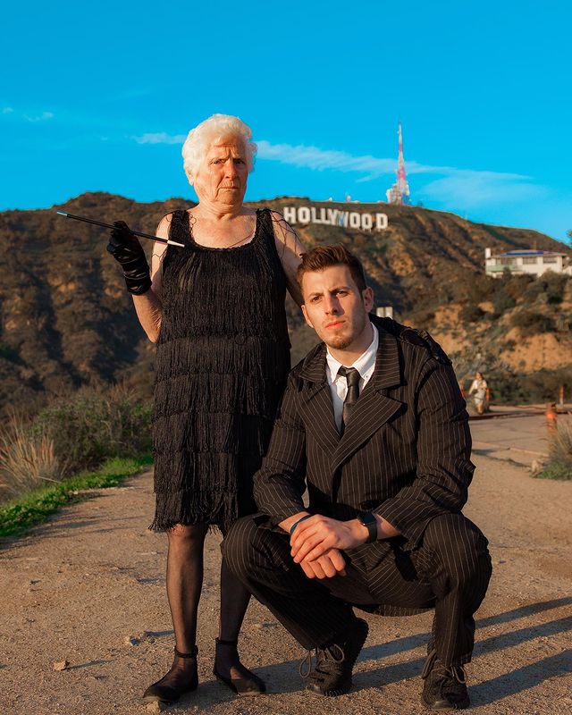 Ross Smith y Pauline Kana en Hollywood; Abuela y nieto toman las mejores selfies