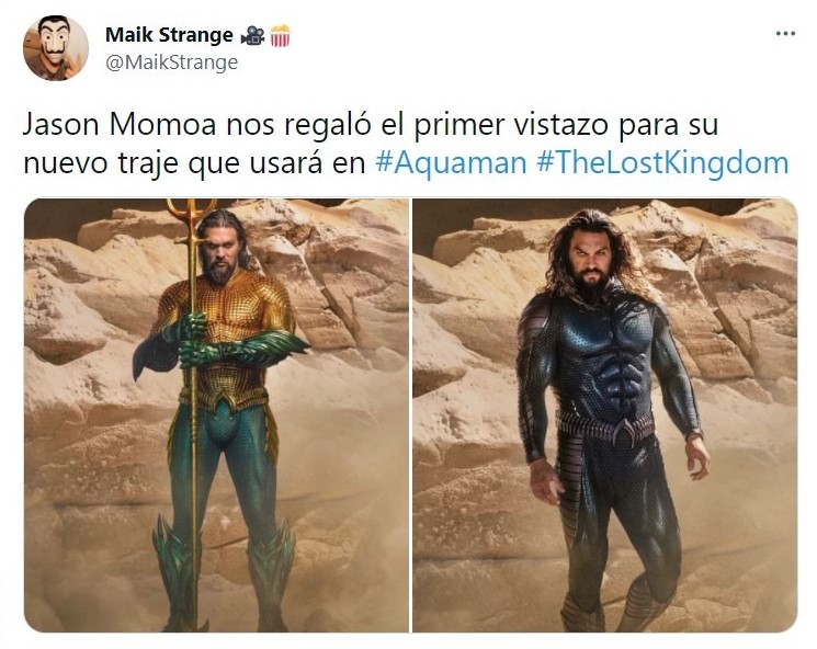 tuit Jason Momoa presentó su traje para la nueva 'Aquaman'. Su trabajado cuerpo se vuelve a lucir