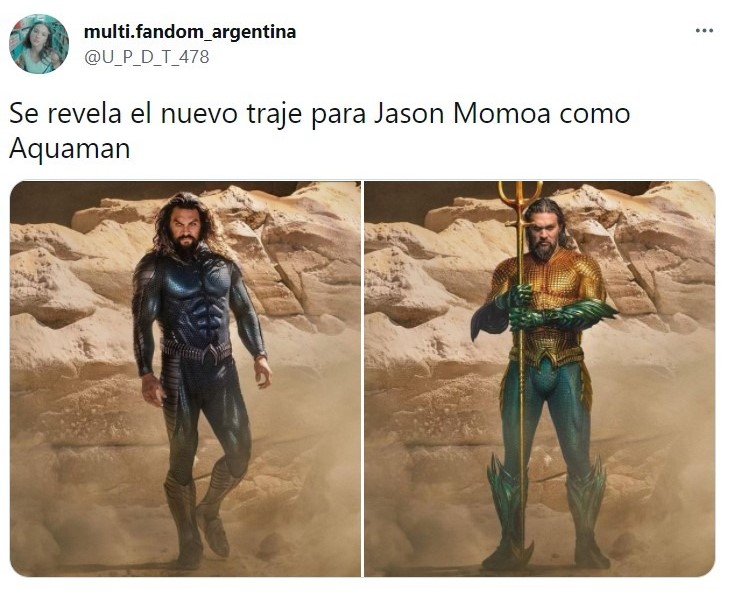 tuit Jason Momoa presentó su traje para la nueva 'Aquaman'. Su trabajado cuerpo se vuelve a lucir