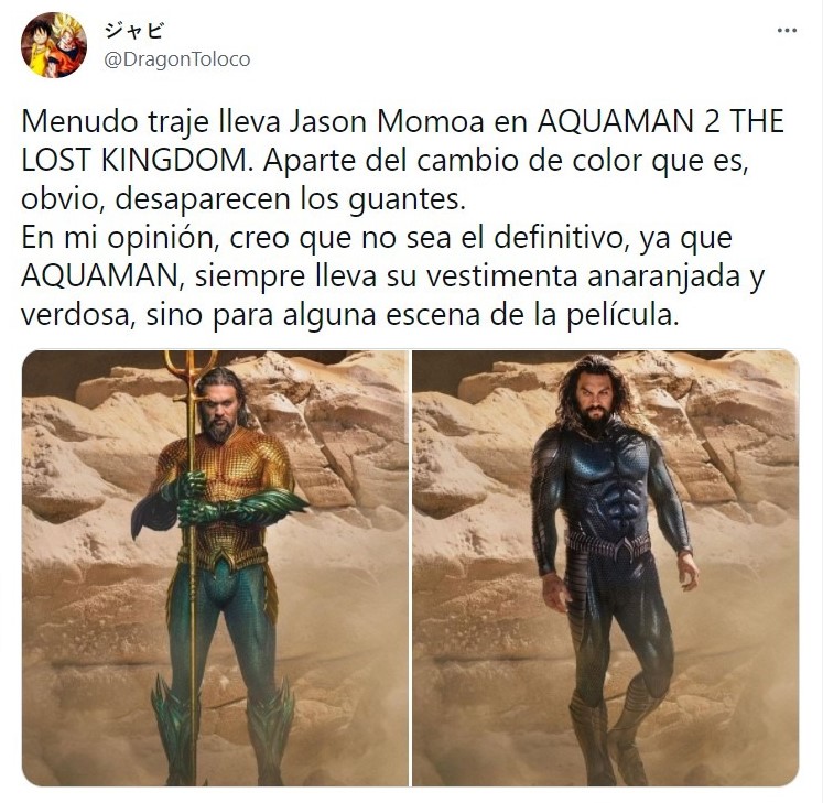 tuit Jason Momoa presentó su traje para la nueva 'Aquaman'. Su trabajado cuerpo se vuelve a lucir