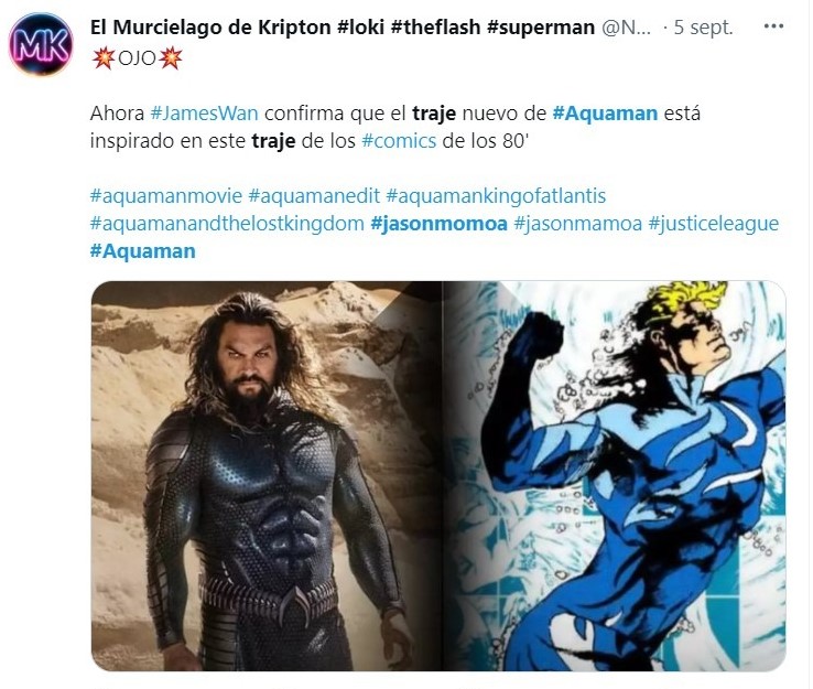 tuit Jason Momoa presentó su traje para la nueva 'Aquaman'. Su trabajado cuerpo se vuelve a lucir