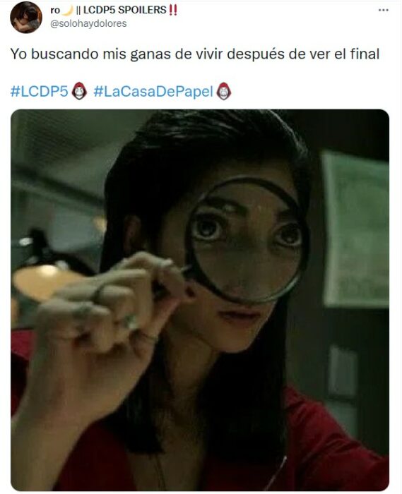 Reacciones de twitter sobre la última temporada de la casa de papel