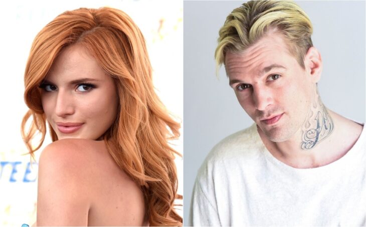 Bella Thorne y un modelo posando para una fotografía
