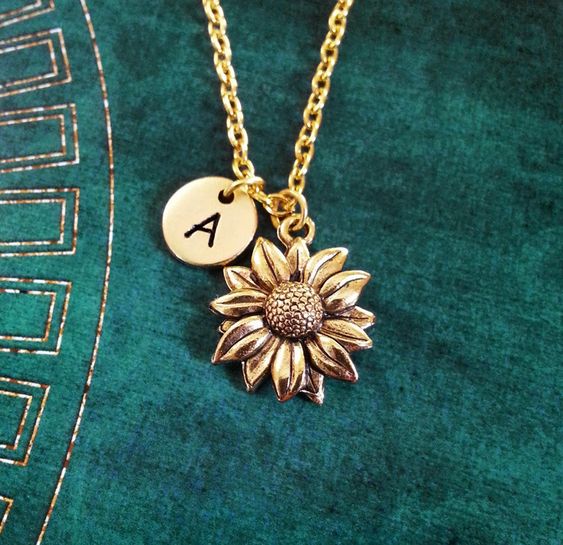 Collar de girasol dorado
