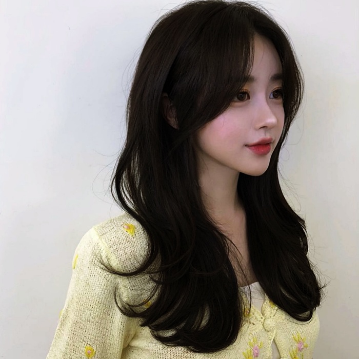 corte de cabello estilo oriental, coreano con capas, largo, corto, color oscuro, negro, café, rubio cenizo, claro