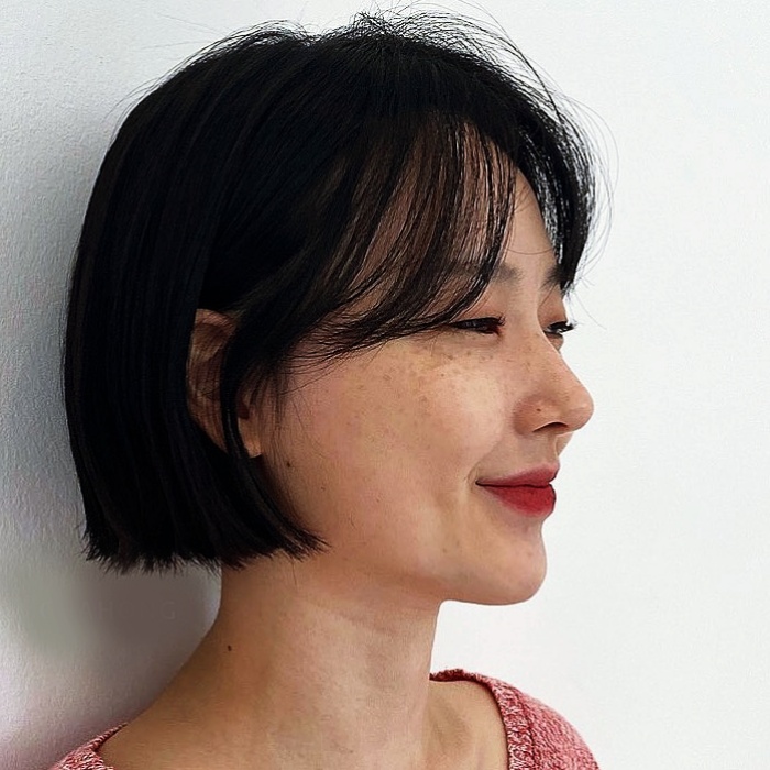 corte de cabello estilo oriental, coreano con capas, largo, corto, color oscuro, negro, café, rubio cenizo, claro