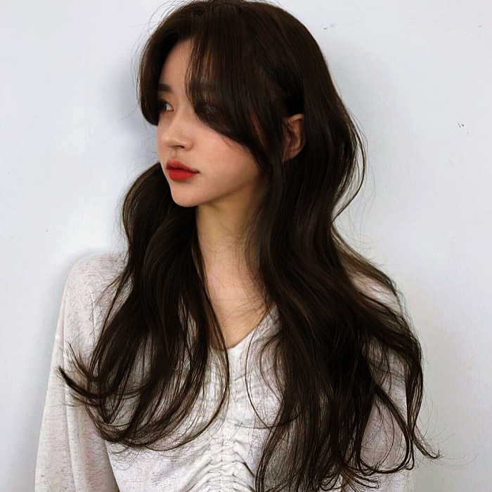 corte de cabello estilo oriental, coreano con capas, largo, corto, color oscuro, negro, café, rubio cenizo, claro