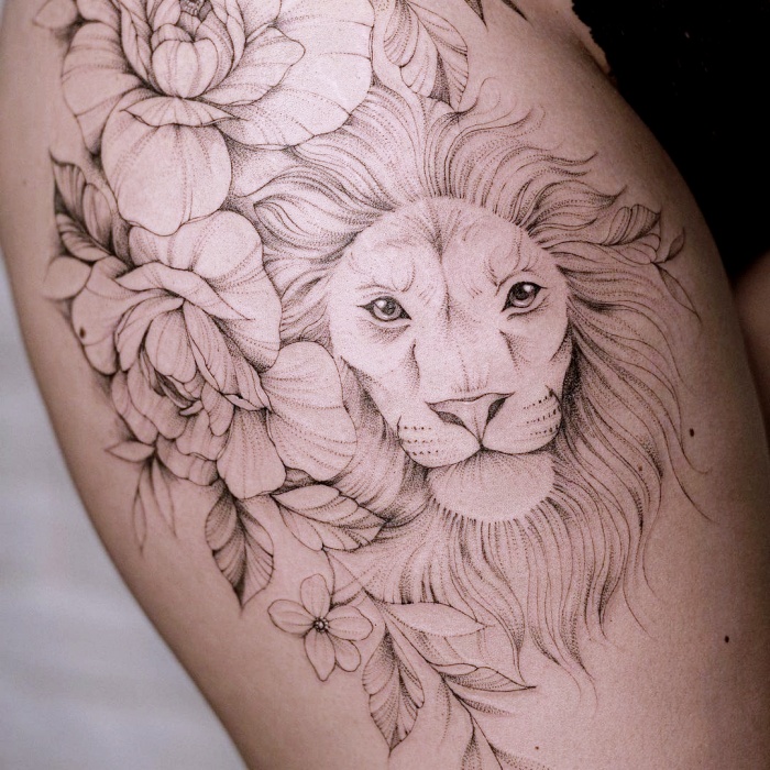 diferentes diseños originales inspirados en el signo zodiacal Leo, tinta negra, con leones, estrellas, constelación