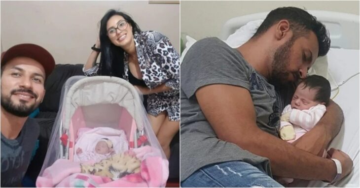 Familia en la recámara; Hombre es criticado por hacerse cargo de la bebé de su novia