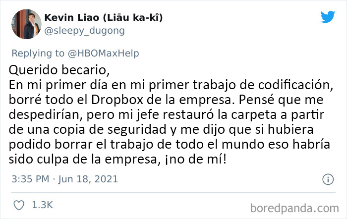 Tuit apoyando error cometido por becario de HBO