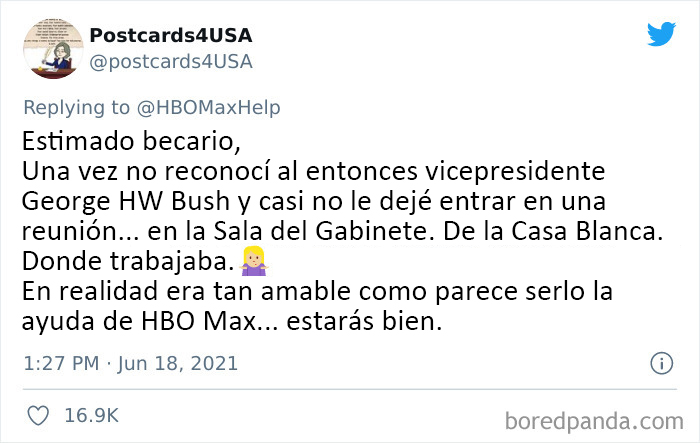 Tuit apoyando error cometido por becario de HBO