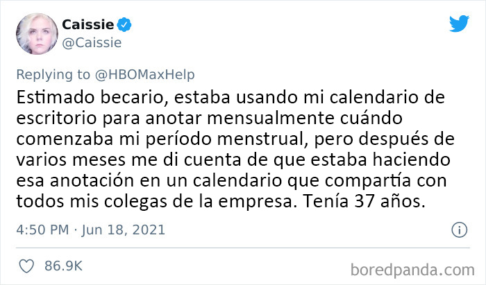Tuit apoyando error cometido por becario de HBO