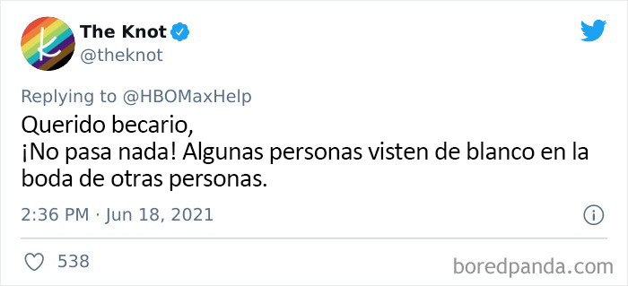 Tuit apoyando error cometido por becario de HBO