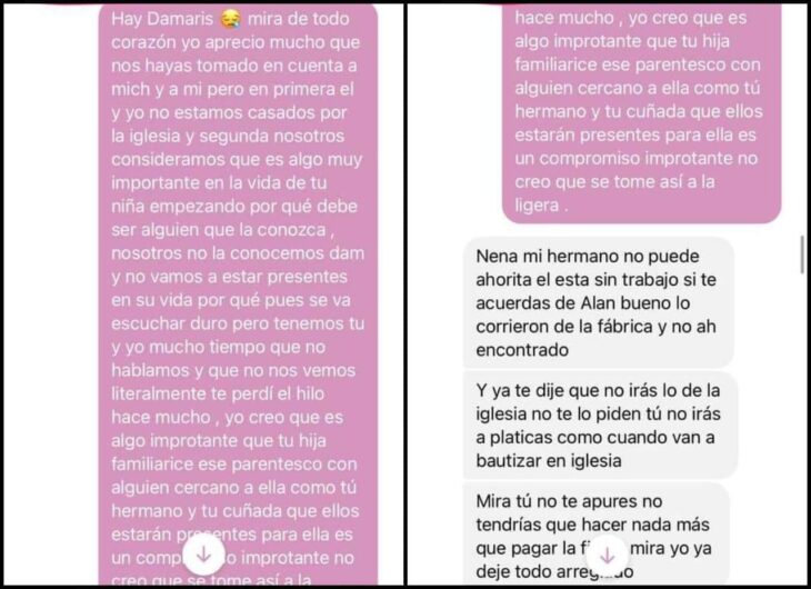 Mensaje 4; Le escribió a una amiga que hace años no veía para pedirle que pague todo el bautizo de su hija