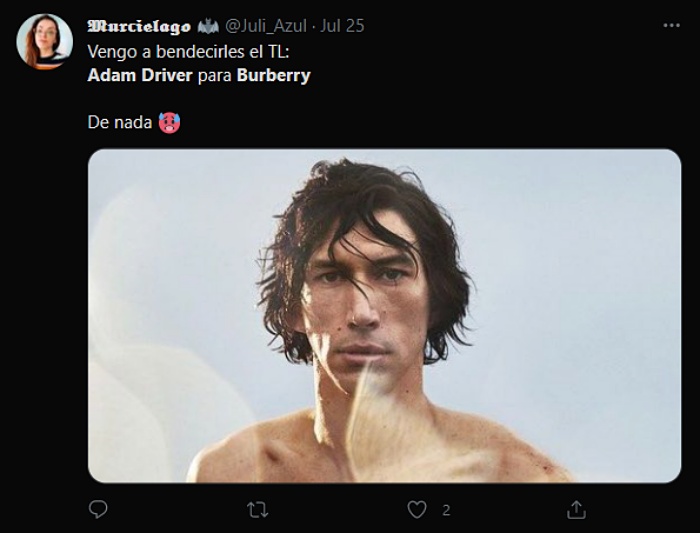 reacciones, memes, comentarios de Adam Driver en comercial de Burberry