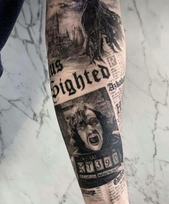 Anuncio de Azkaban; 18 Tatuajes inspirados en 'Harry Potter' que te llevarán de vuelta a Hogwarts