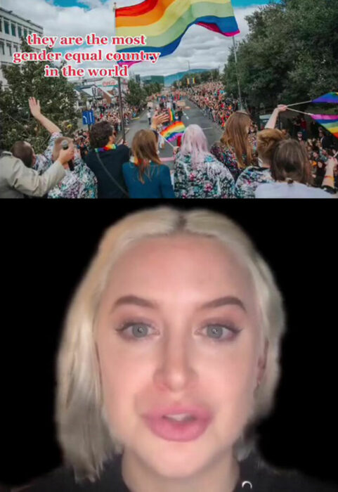 Chica contando en un video en TikTok por qué Islandia es el mejor lugar del mundo