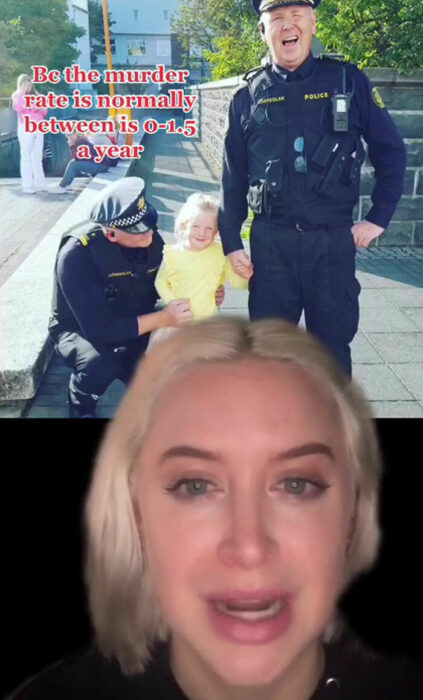 Chica contando en un video en TikTok por qué Islandia es el mejor lugar del mundo