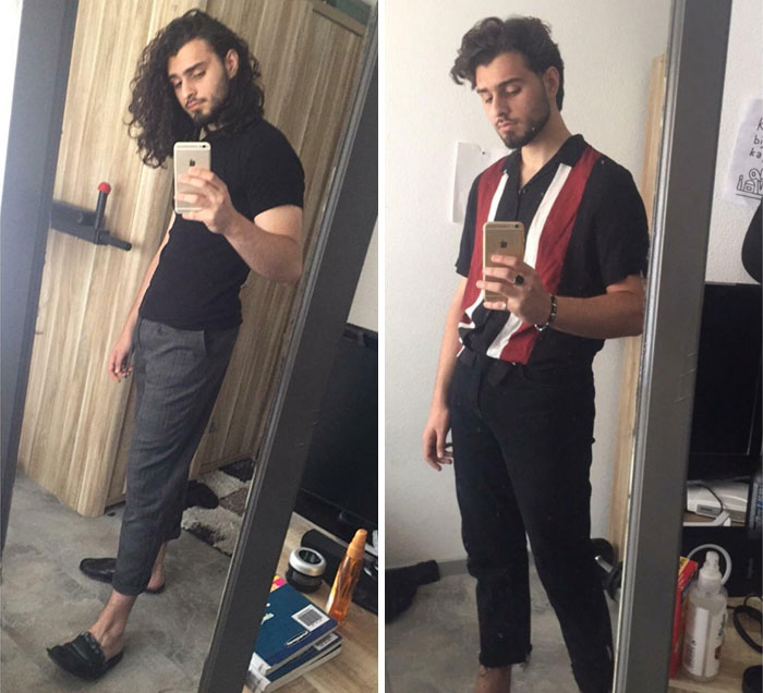 Chico tomando una selfie; 14 Hombres antes y después de cortar su melena