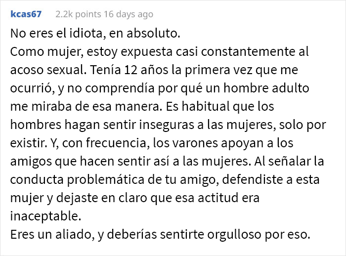 Comentarios de un chico que bajó a su amigo del auto por ofender a una chica 